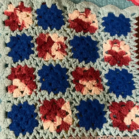 Handmade Colorful Patchwork Crochet Quilt - Picture 5 of 8